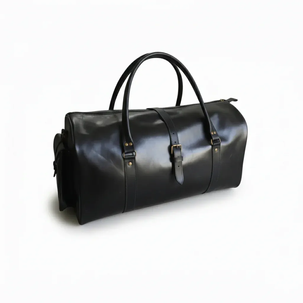 Black Hunter Leather Overnight Duffel Bag