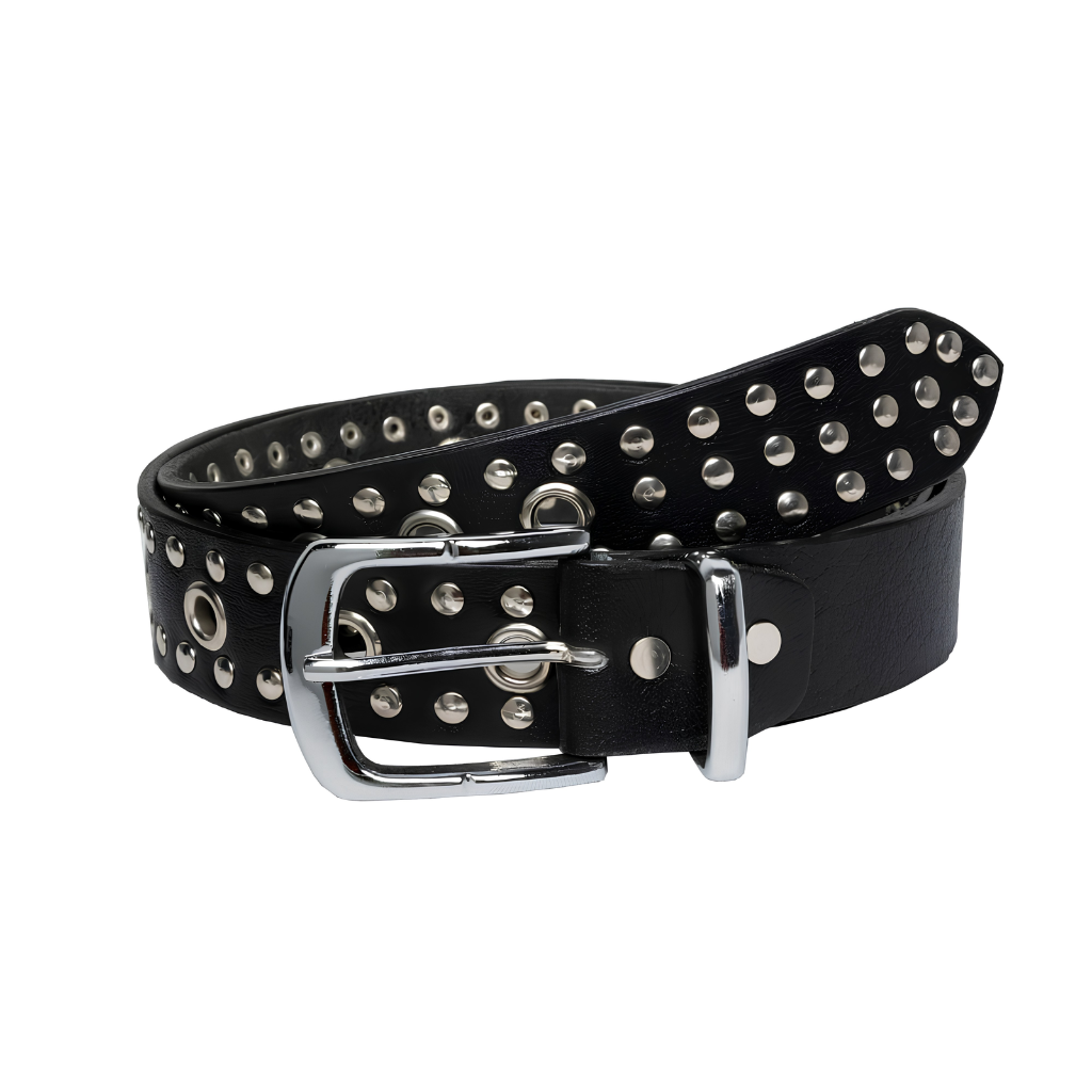 Black Studded Eyelet Belt