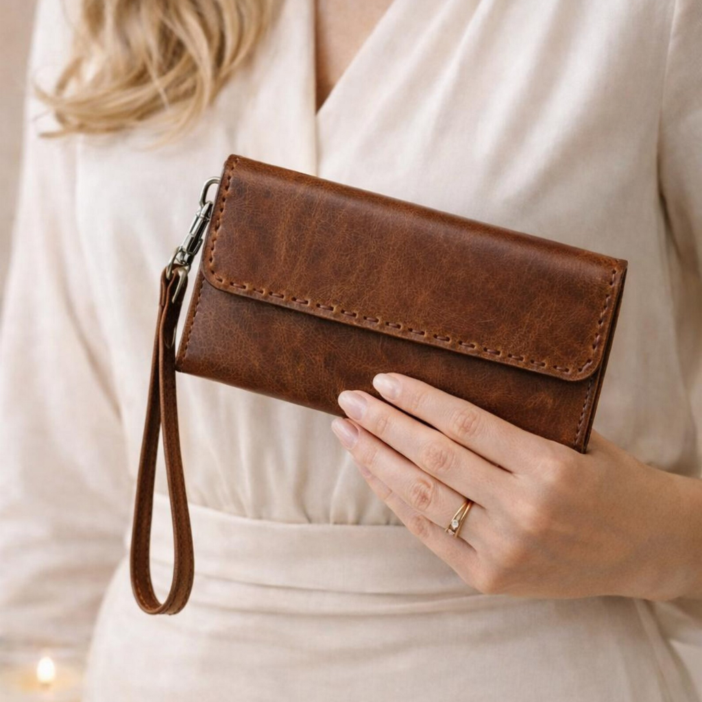 Wristlet Leather Wallet for Women - Image 3