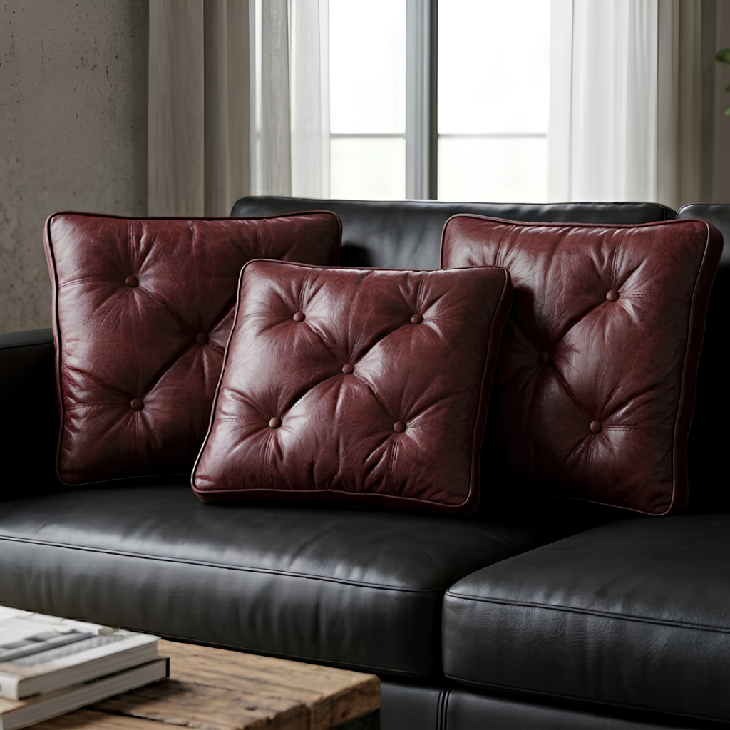 Pieltoro Tufted Leather Cushion Cover - Image 3