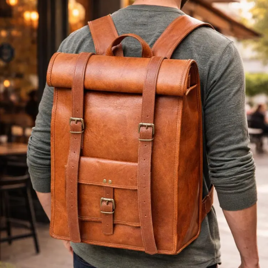 Heritage Luxury Roller Leather Bagpack - Image 4