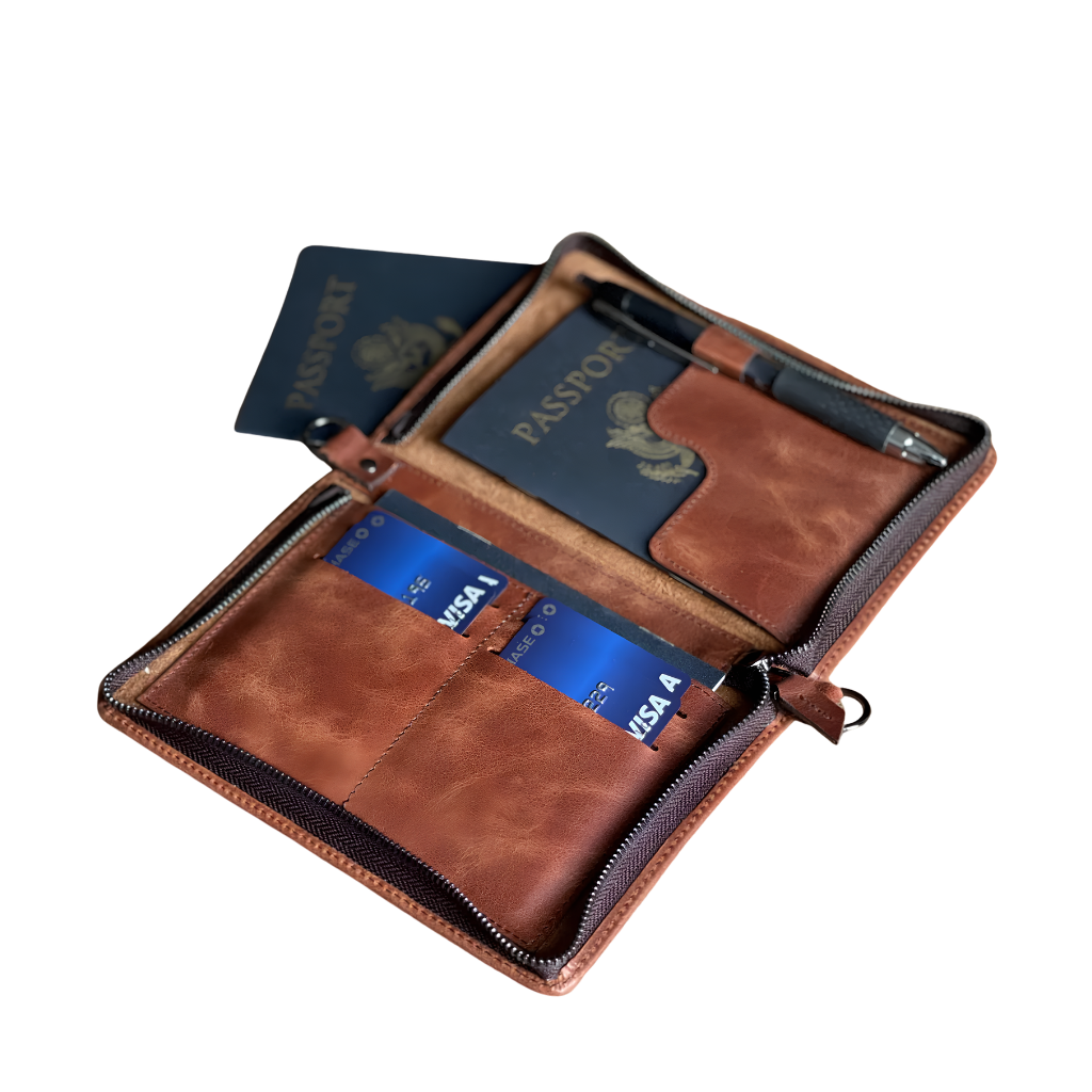 Leather Zippered Passport Holder