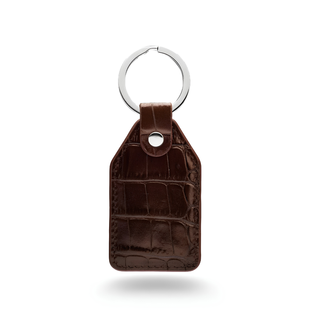Rectangular Croc Leather Key Ring