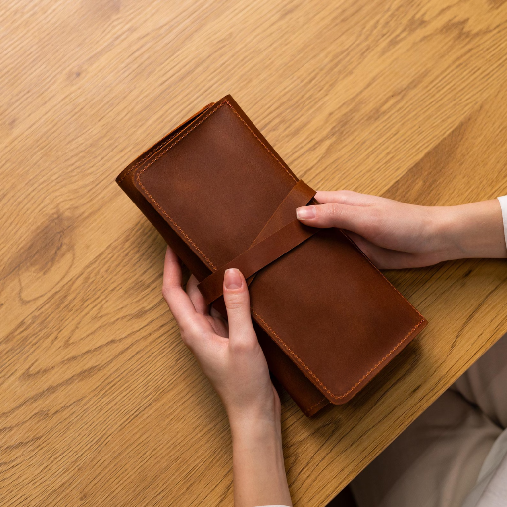 Rustic Roll-up Leather Bag - Image 2