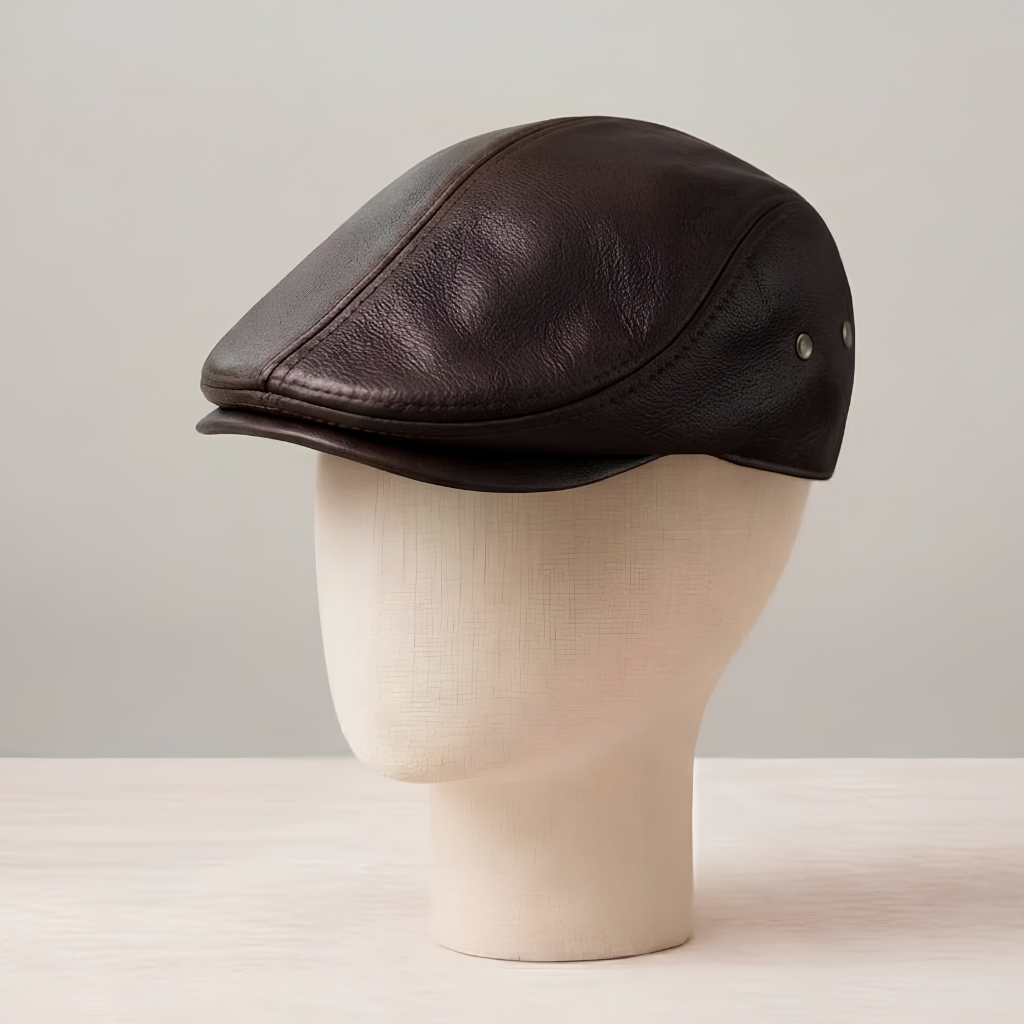 Vintage Ivy-Leather Flat Cap - Image 3