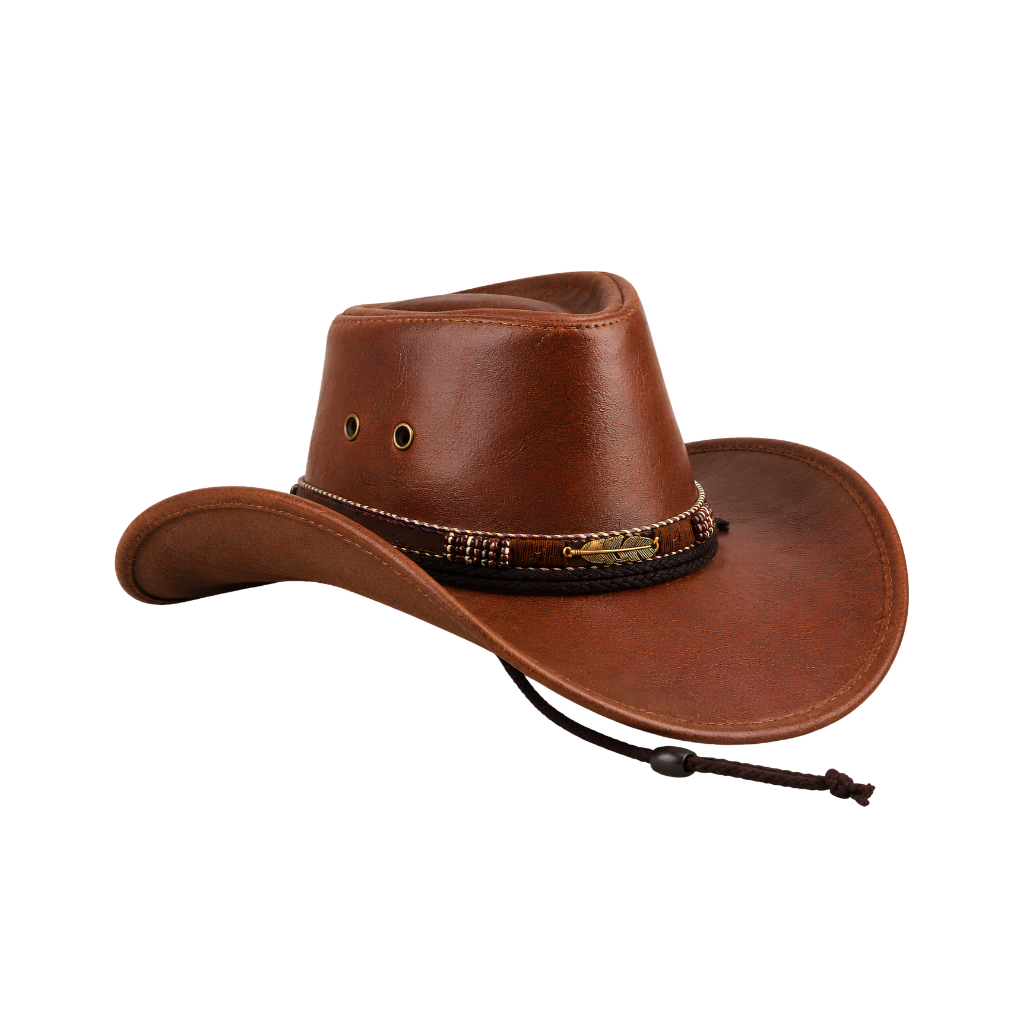 Rugged Cowboy Cow Leather Hat